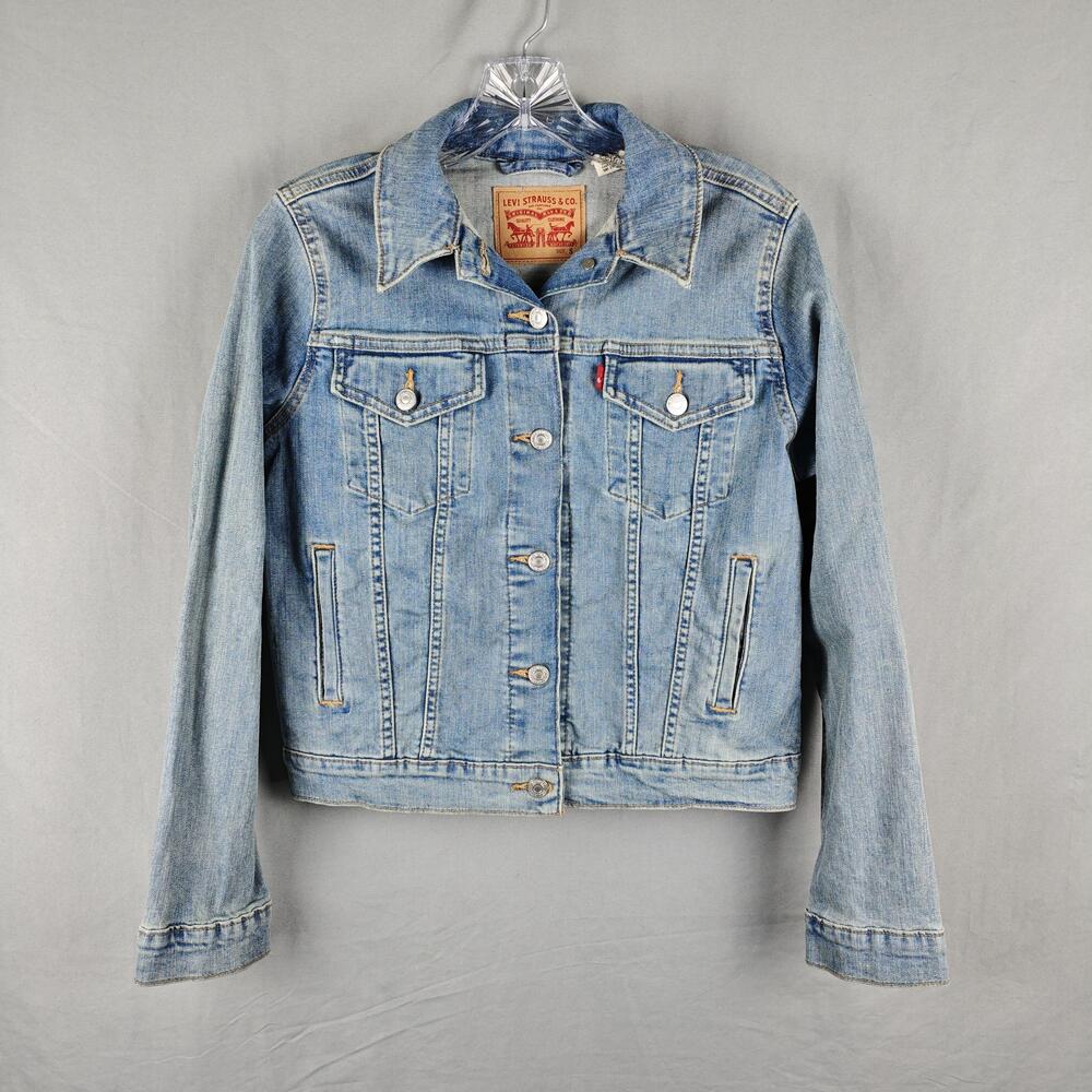 Levis Denim Jacket Womens Small Blue Light Wash Jean Trucker Button Front